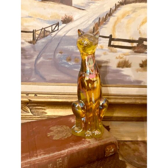 Viking Epic Cat by Mosser Glass – Marigold Carnival – 2025 Limited Run – 8.25" - Picture 1 of 5